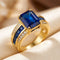 Bague carrée en or et saphir