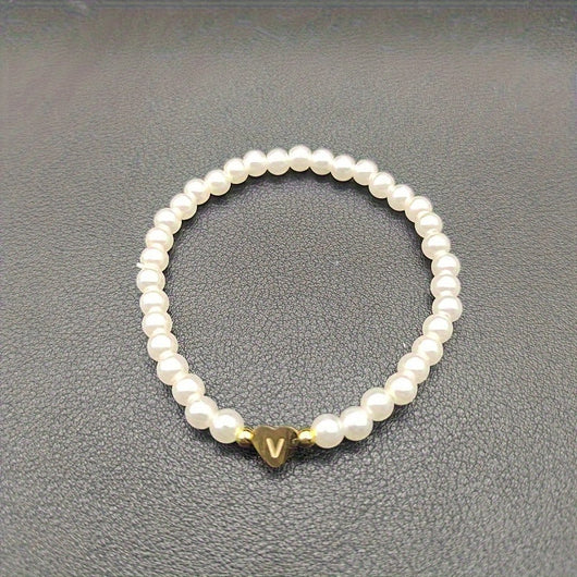 Chic A-Z Initial Bracelet with Heart Charm