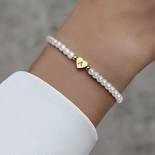 Chic A-Z Initial Bracelet with Heart Charm
