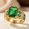 Gold Emerald Geometric Ring