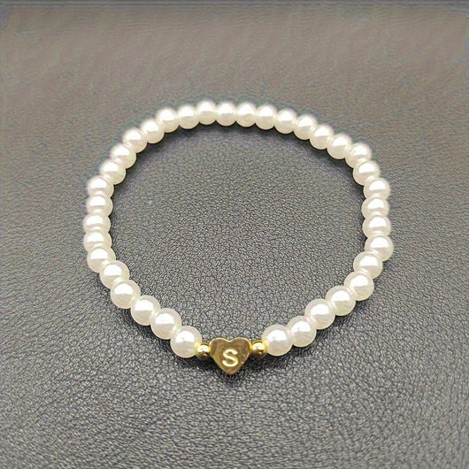 Chic A-Z Initial Bracelet with Heart Charm