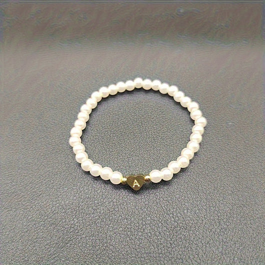 Chic A-Z Initial Bracelet with Heart Charm