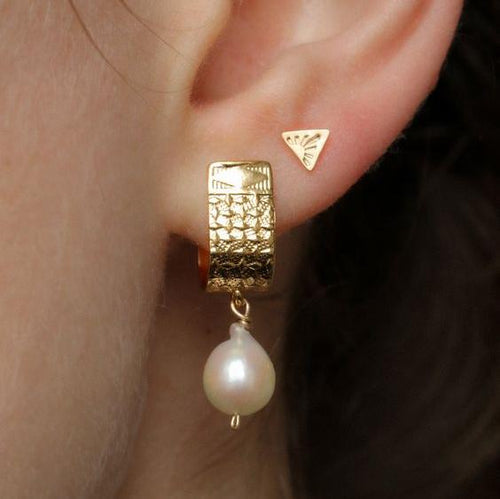 Boucles d'oreilles vintage plaquées or et perles