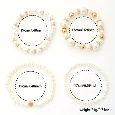 Elegant Bracelet Set with Pearls and Heart