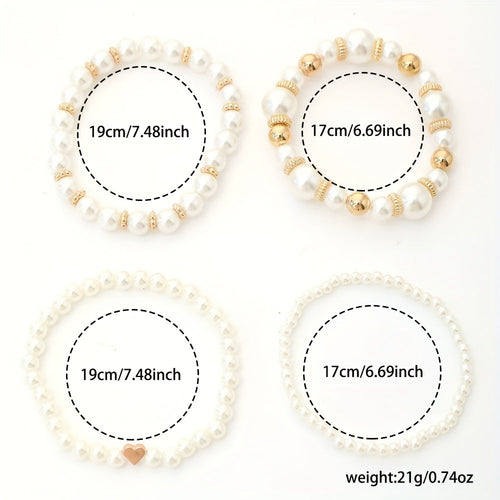 Elegant Bracelet Set with Pearls and Heart
