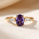 Gold Amethyst Three-Stone Ring