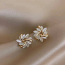 Elegant Opal Circle Bloom Earrings