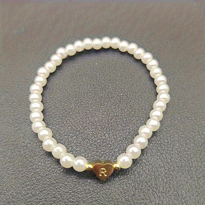 Chic A-Z Initial Bracelet with Heart Charm