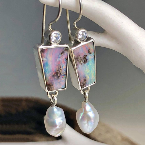 Boucles d'oreilles vintage en perles acryliques