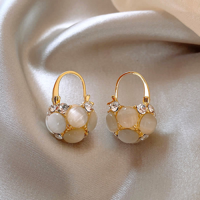 Boucles d'oreilles perles dorées avec cristaux