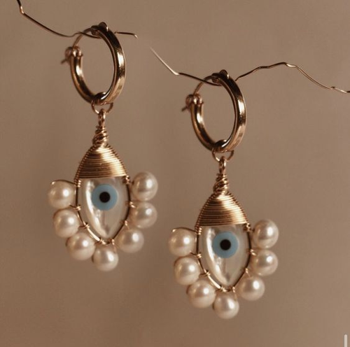 Boucles d'oreilles Nazar vintage en perle