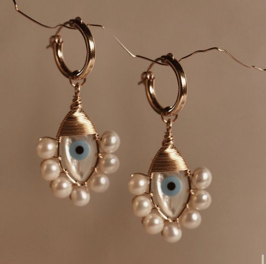 Boucles d'oreilles Nazar vintage en perle