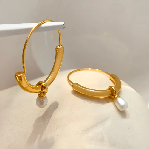 Boucles d'oreilles vintage en or, argent et perles
