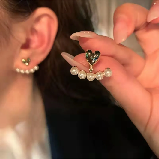 Boucles d'oreilles élégantes cœur vert perle
