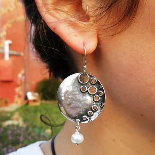 Boucles d'oreilles vintage à perles creuses rondes