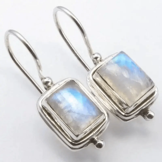 Chic Square Earrings with Moonstone