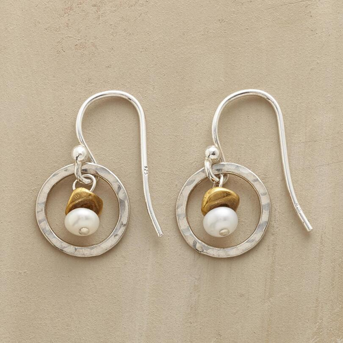 Boucles d'oreilles vintage rondes en argent et perle