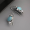 Boucles d'oreilles vintage en pierre bleu ciel et perle