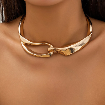 Bold Textured Gold Chain Choker