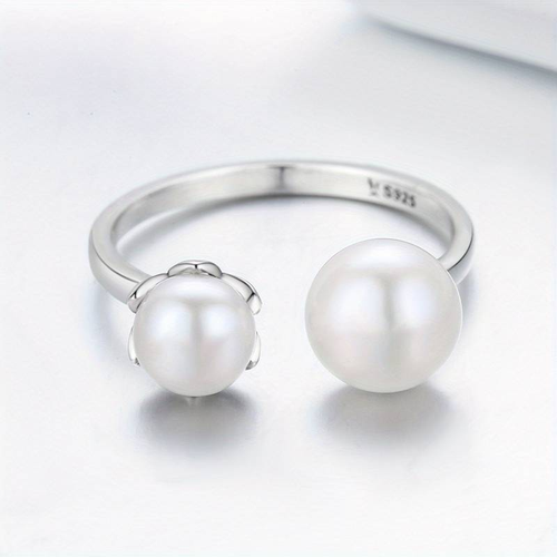 Bague ouverte perle argent vintage