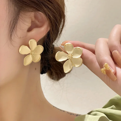 Boucles d'oreilles fleur dorées vintage
