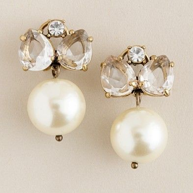 Boucles d'oreilles vintage à perles et nœud papillon en cristal