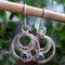 Boucles d'oreilles vintage cercle et cristal bleu en argent