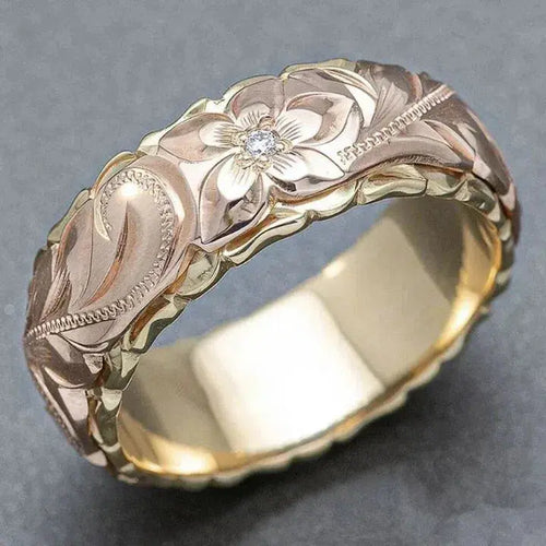 Antique-Inspired Rose Flower Gold Ring