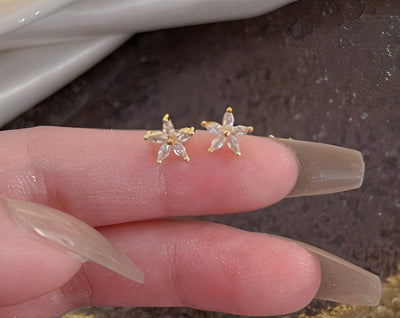 Boucles d'oreilles fleurs en cristal et perle