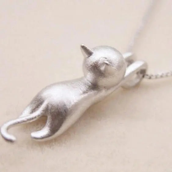 Playful Kitten Sterling Silver Necklace