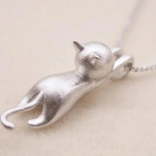 Playful Kitten Sterling Silver Necklace