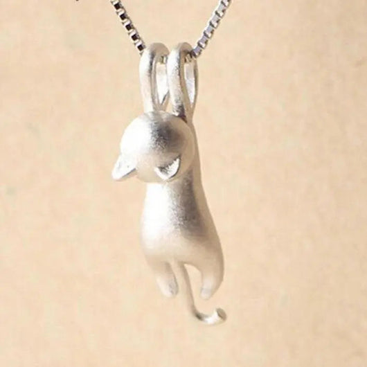 Playful Kitten Sterling Silver Necklace