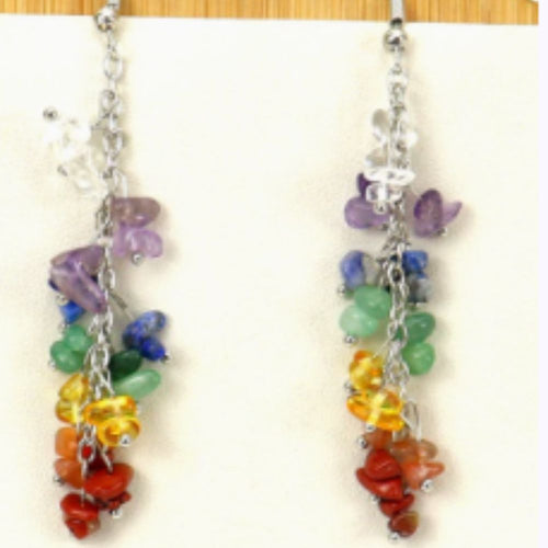 Boucles d'oreilles pendantes vintage à perles colorées