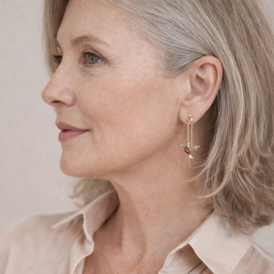 Hummingbird Earrings with Zirconia